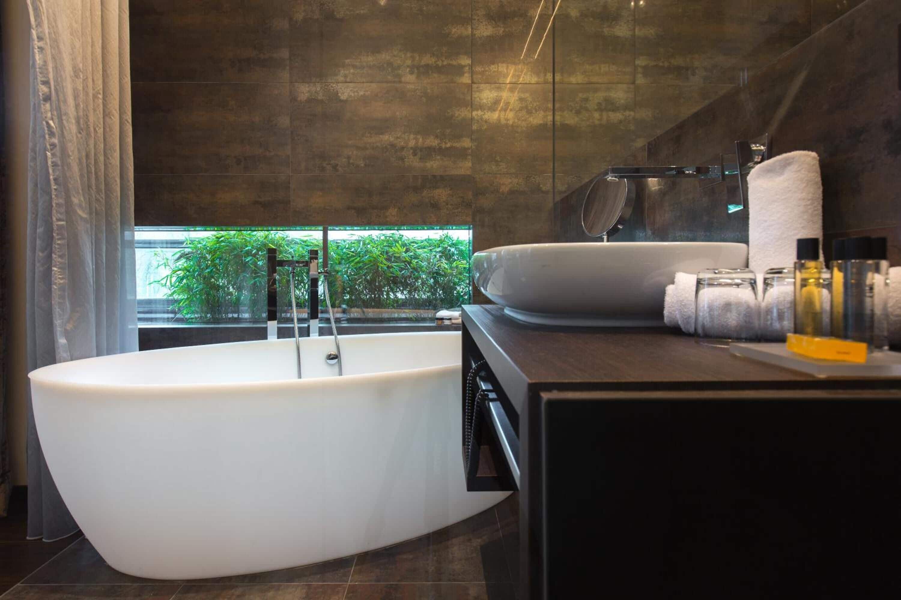 free toiletries, hair dryer, towels