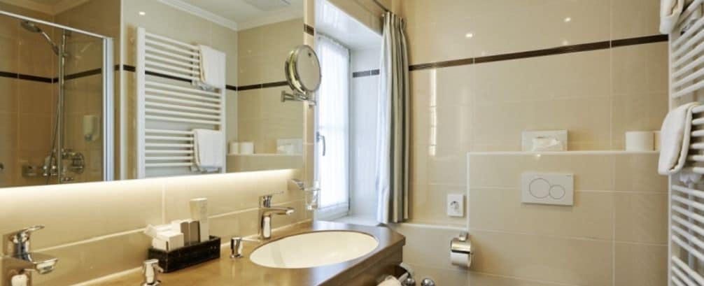 junior suite | bathroom | hair dryer, bathrobes, towels