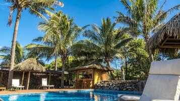 Outdoor pool, sun loungers