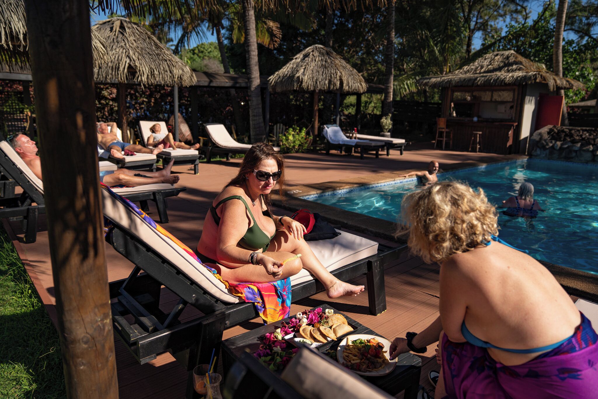 Outdoor pool, pool loungers