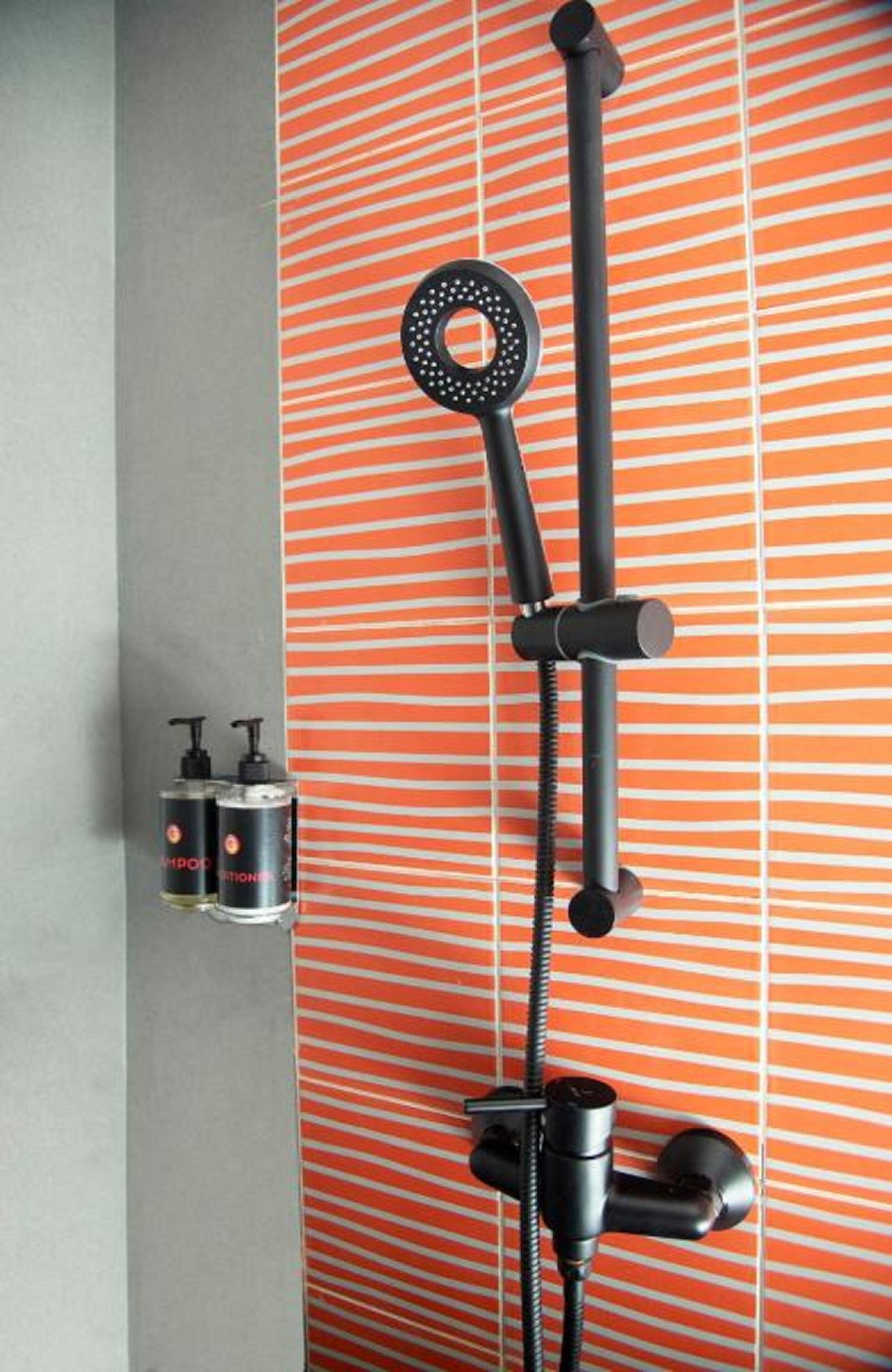 luxe queen room | bathroom | shower, rainfall showerhead, free toiletries, hair dryer