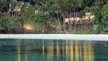On the beach, snorkeling