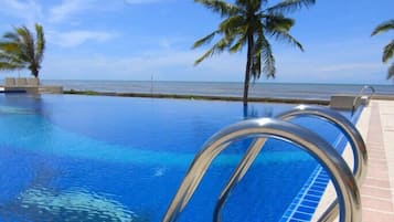 Outdoor pool, pool umbrellas