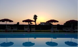 Outdoor pool, open 9:30 AM to 7:30 PM, pool umbrellas, sun loungers