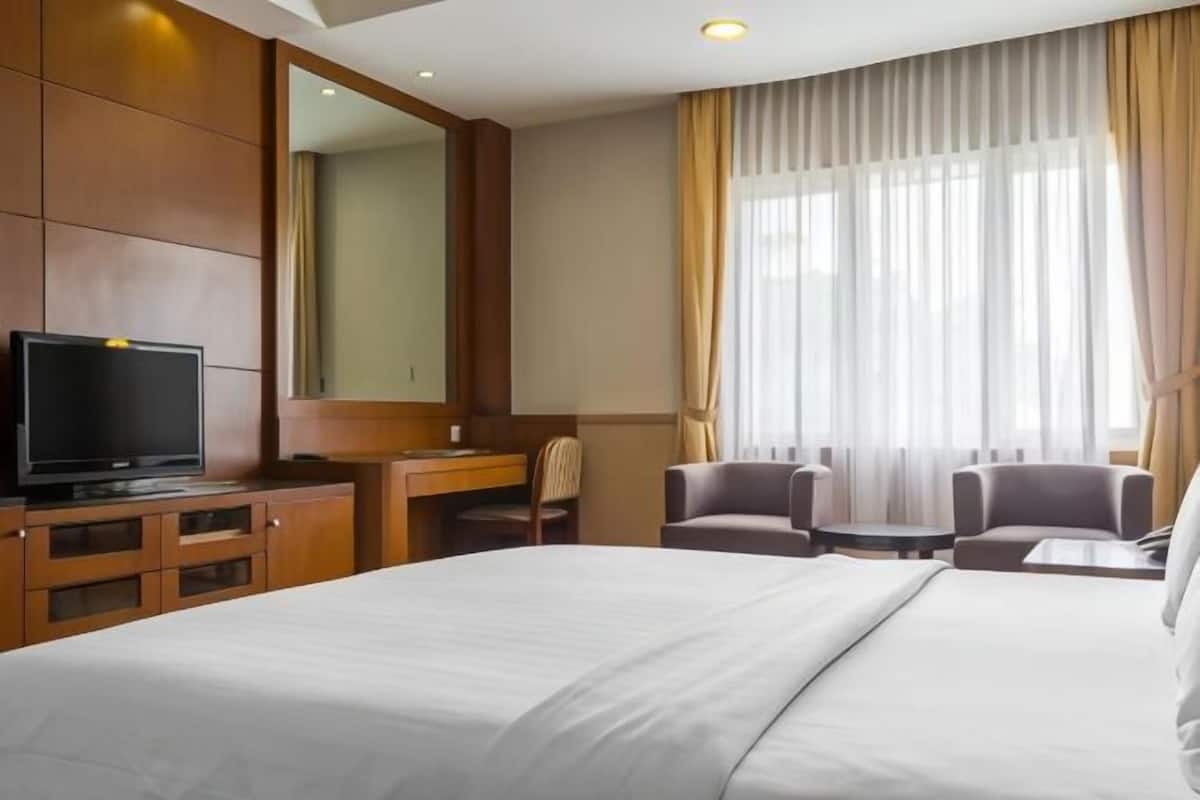 Een minibar, een kluis op de kamer, een bureau, extra bedden