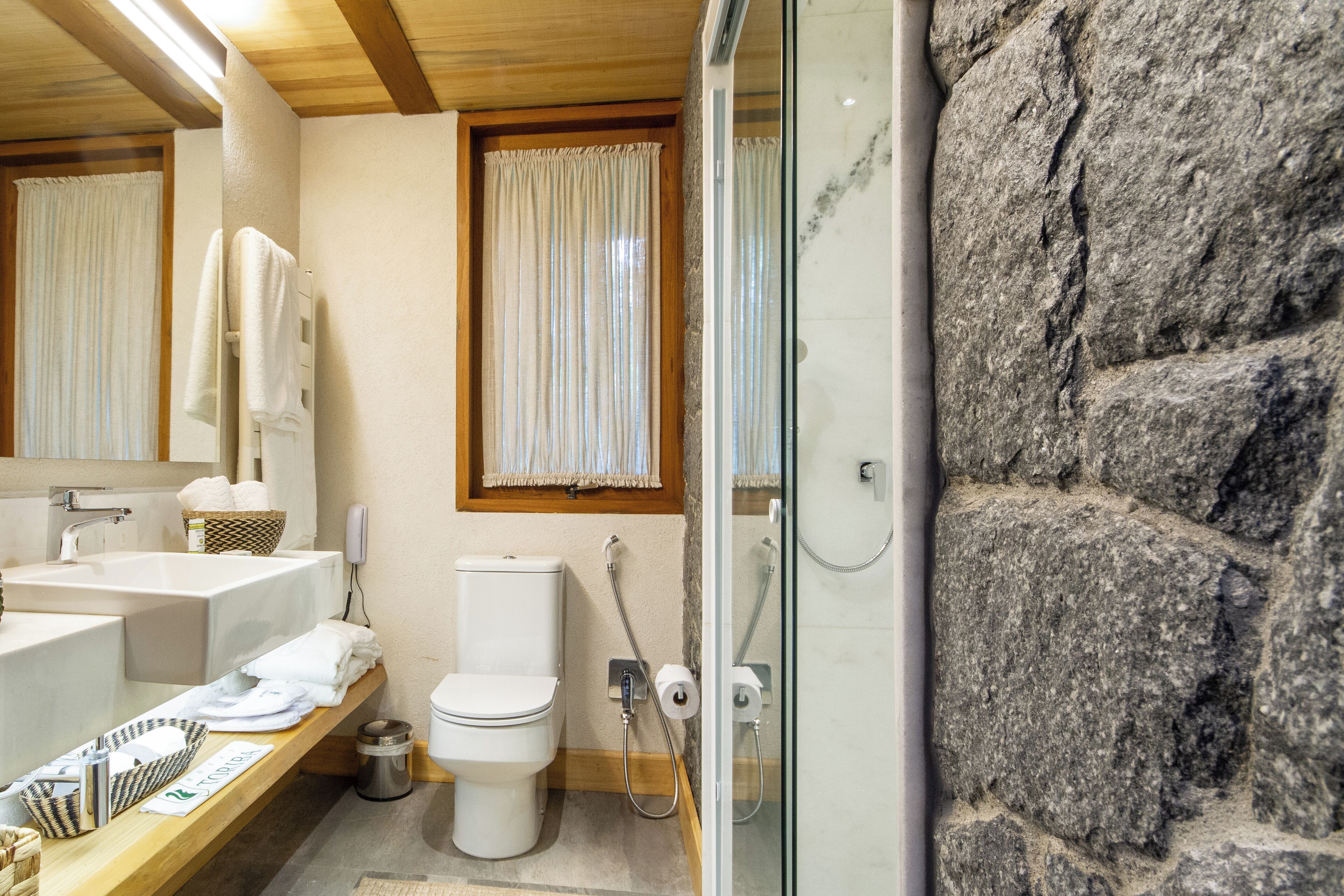 araucaria luxury chalet | bathroom | free toiletries, hair dryer, bathrobes, slippers