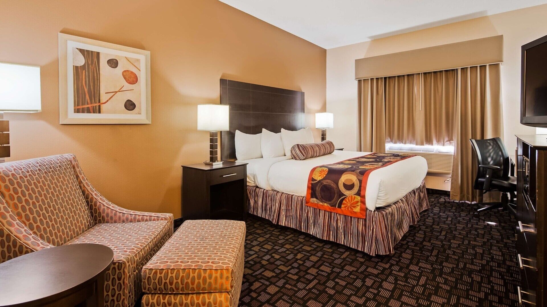 Desk, blackout drapes, iron/ironing board, rollaway beds