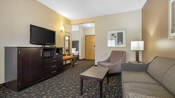 Desk, blackout drapes, iron/ironing board, rollaway beds