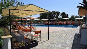 Outdoor pool, pool loungers