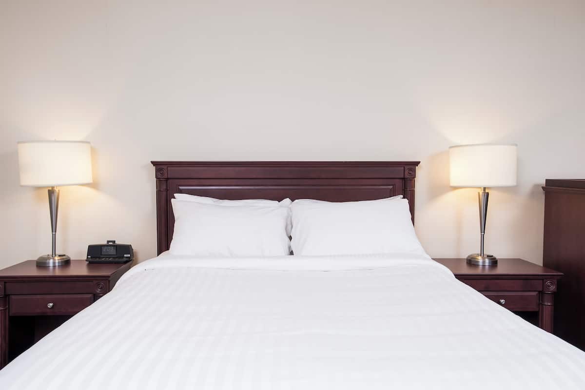 Premium bedding, Select Comfort beds, desk, iron/ironing board