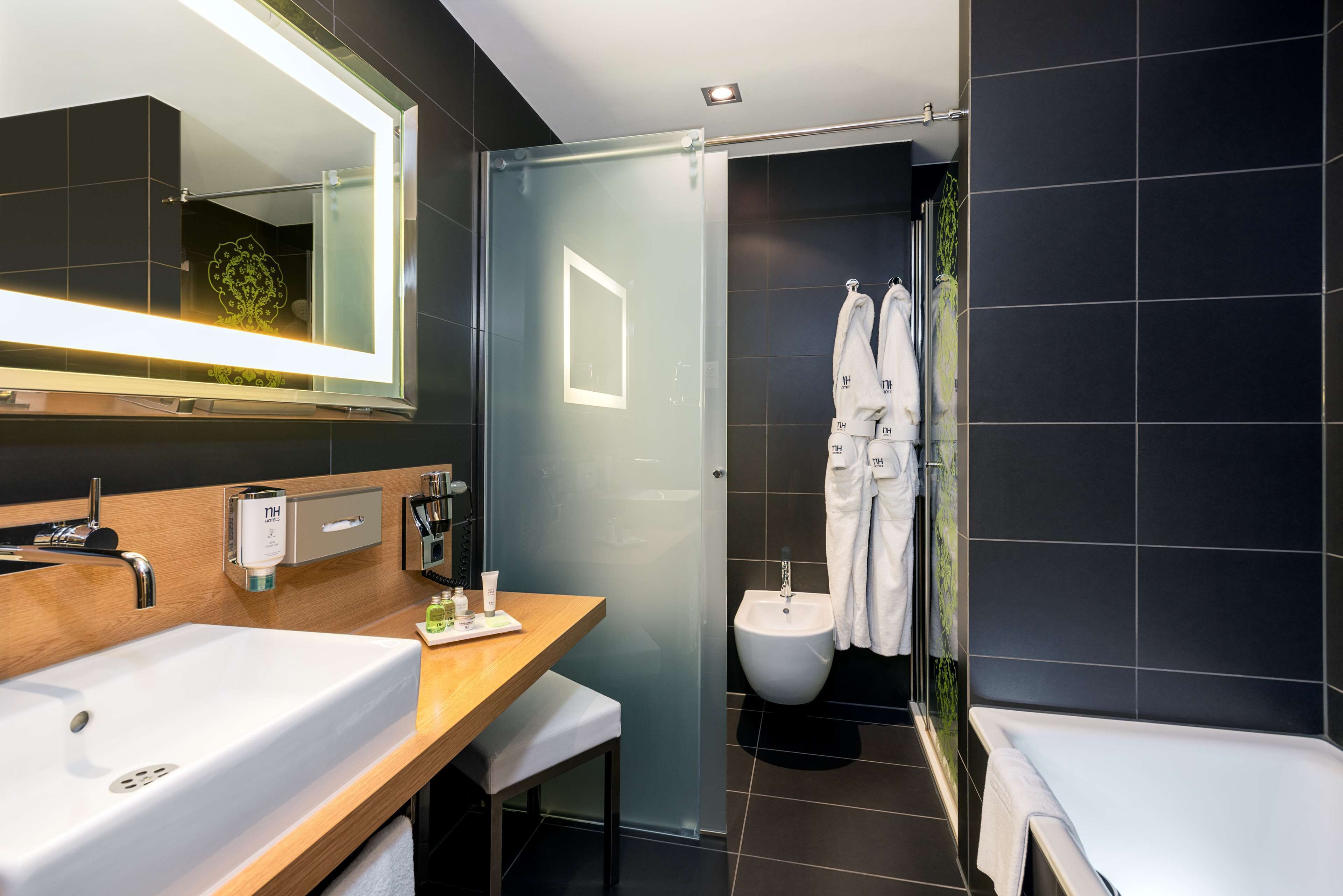 combined shower/bathtub, deep-soaking bathtub, designer toiletries