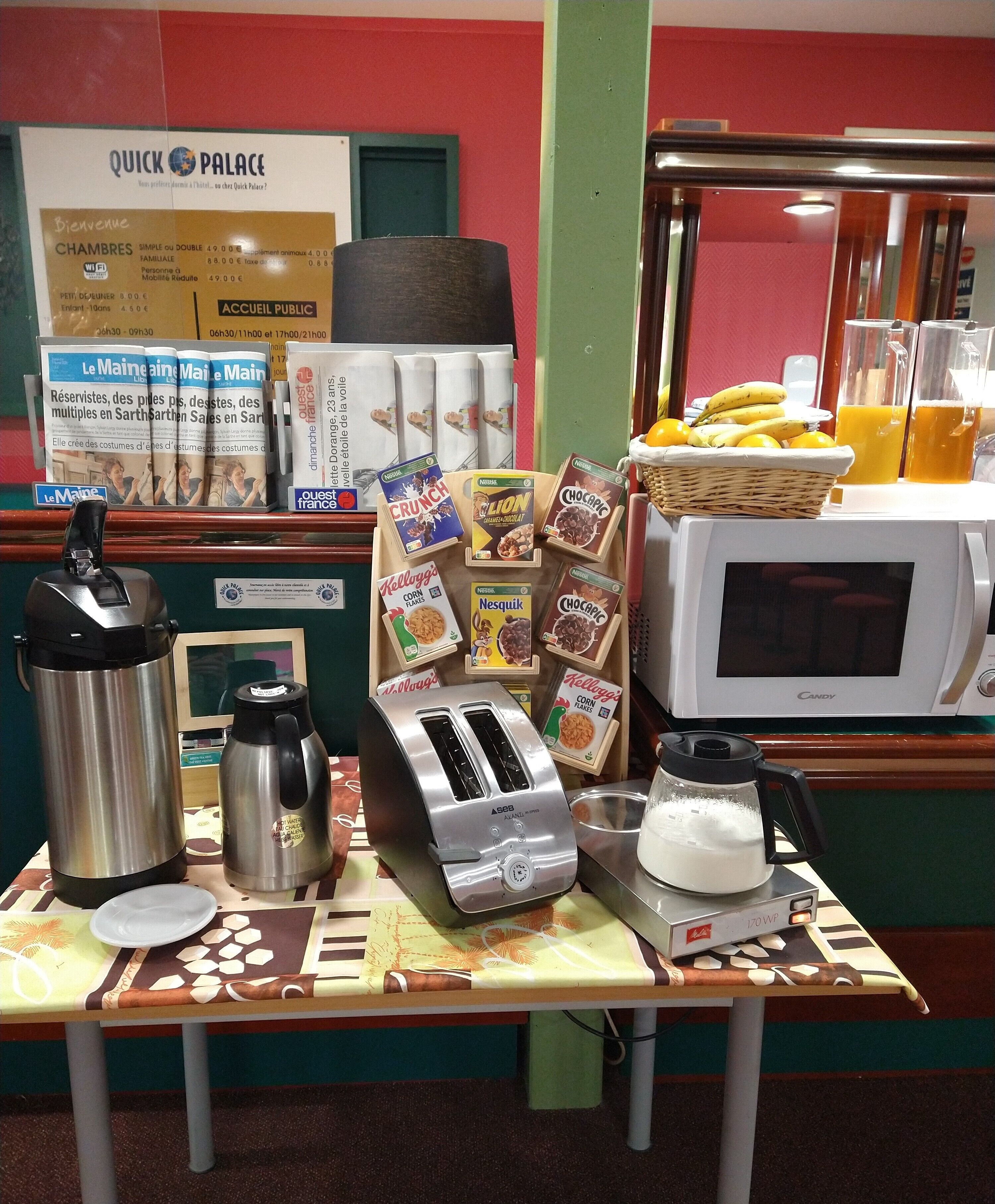 daily buffet breakfast (eur 8 per person)