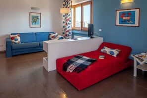 Leilighet – executive, terrasse (size XL) | Sengetøy av topp kvalitet, safe på rommet og blendingsgardiner