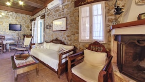Villa, 4 Bedrooms, Pool Access (Armonia) | Living area | Flat-screen TV, DVD player - Agallis Corfu Village Residence (Corfu)