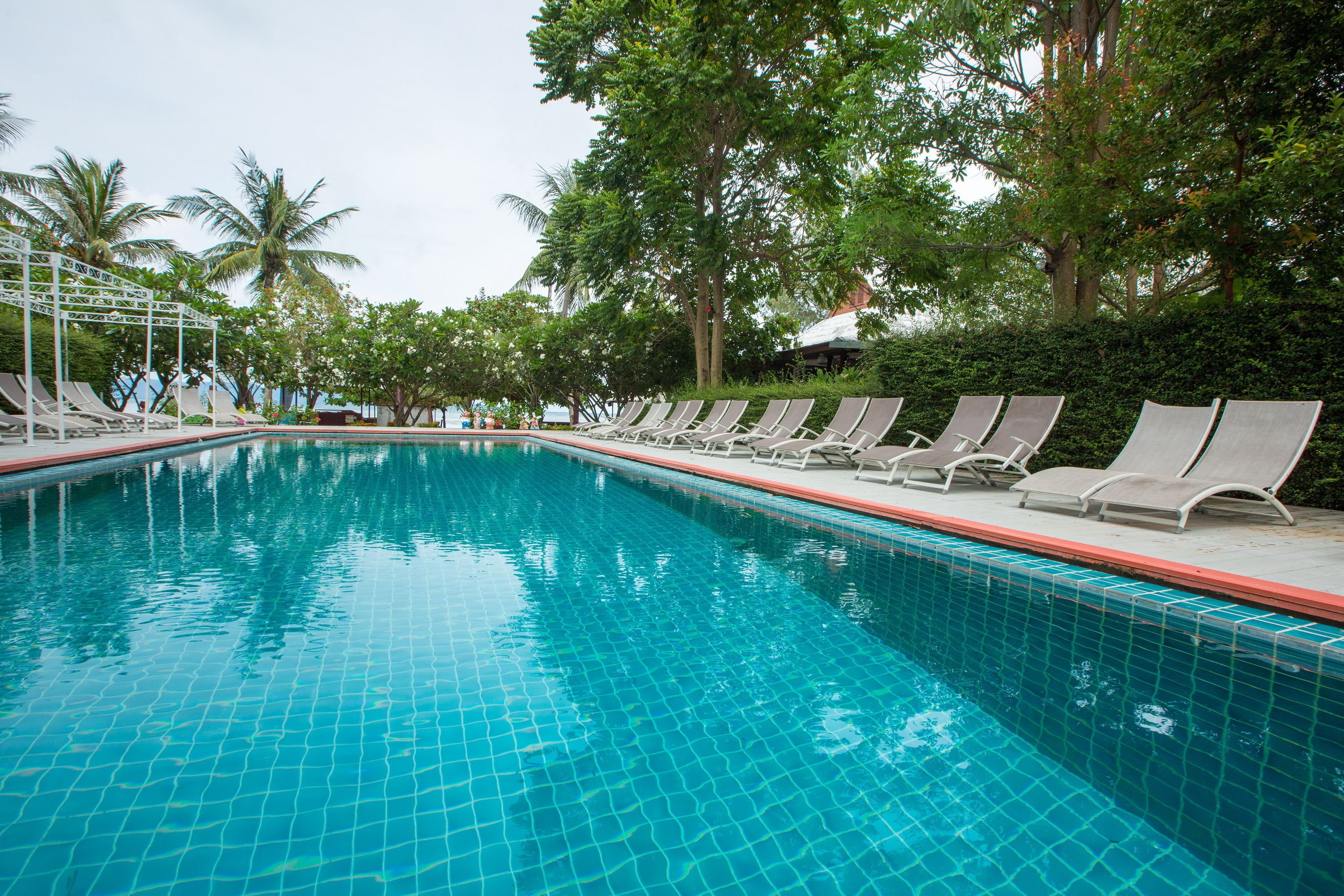 Outdoor pool, open 8 AM to 9:00 PM, pool umbrellas, pool loungers