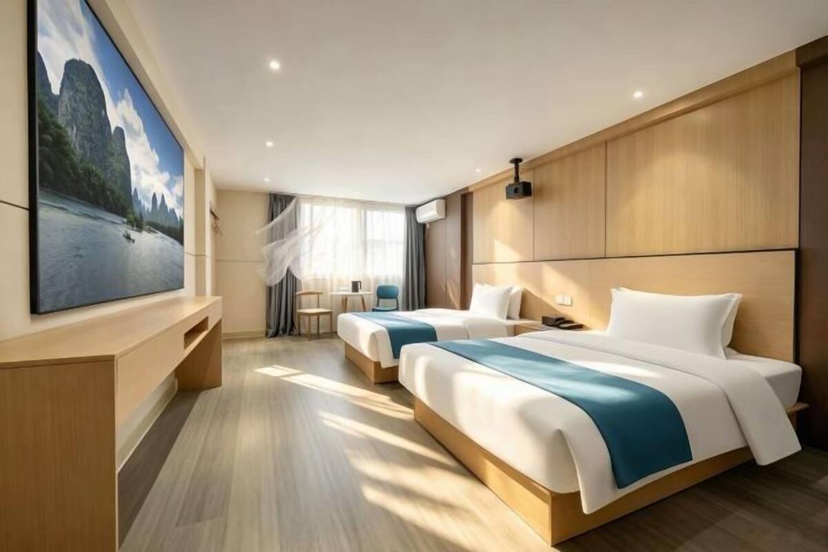 Desk, blackout drapes, iron/ironing board (on request), WiFi (free)