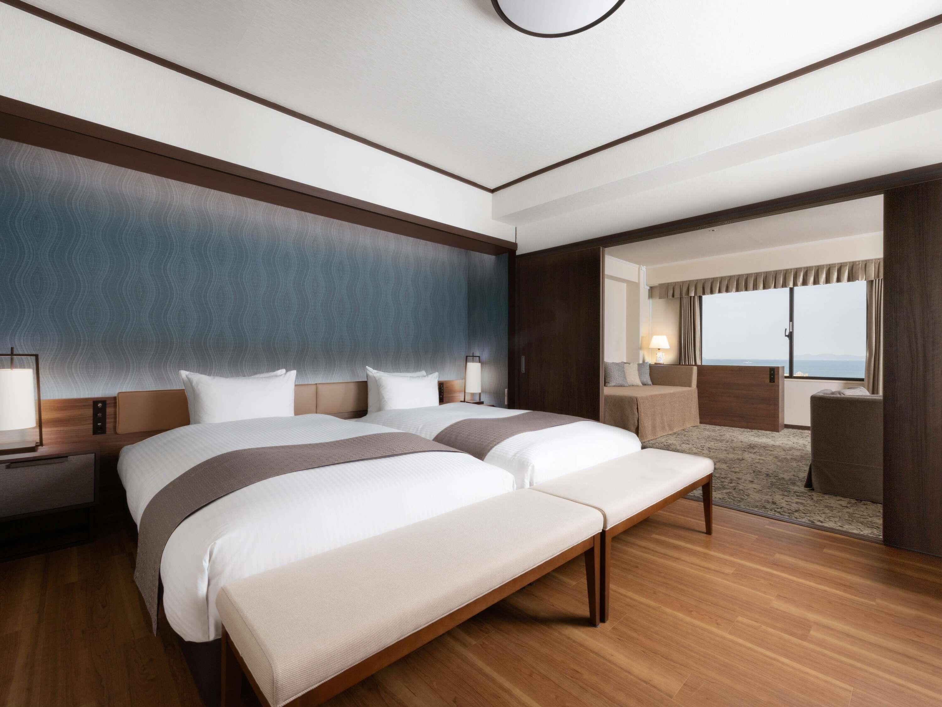 Privilege, Junior Suite, Multiple Beds, Sea View | Down comforters, in-room safe, desk, free WiFi