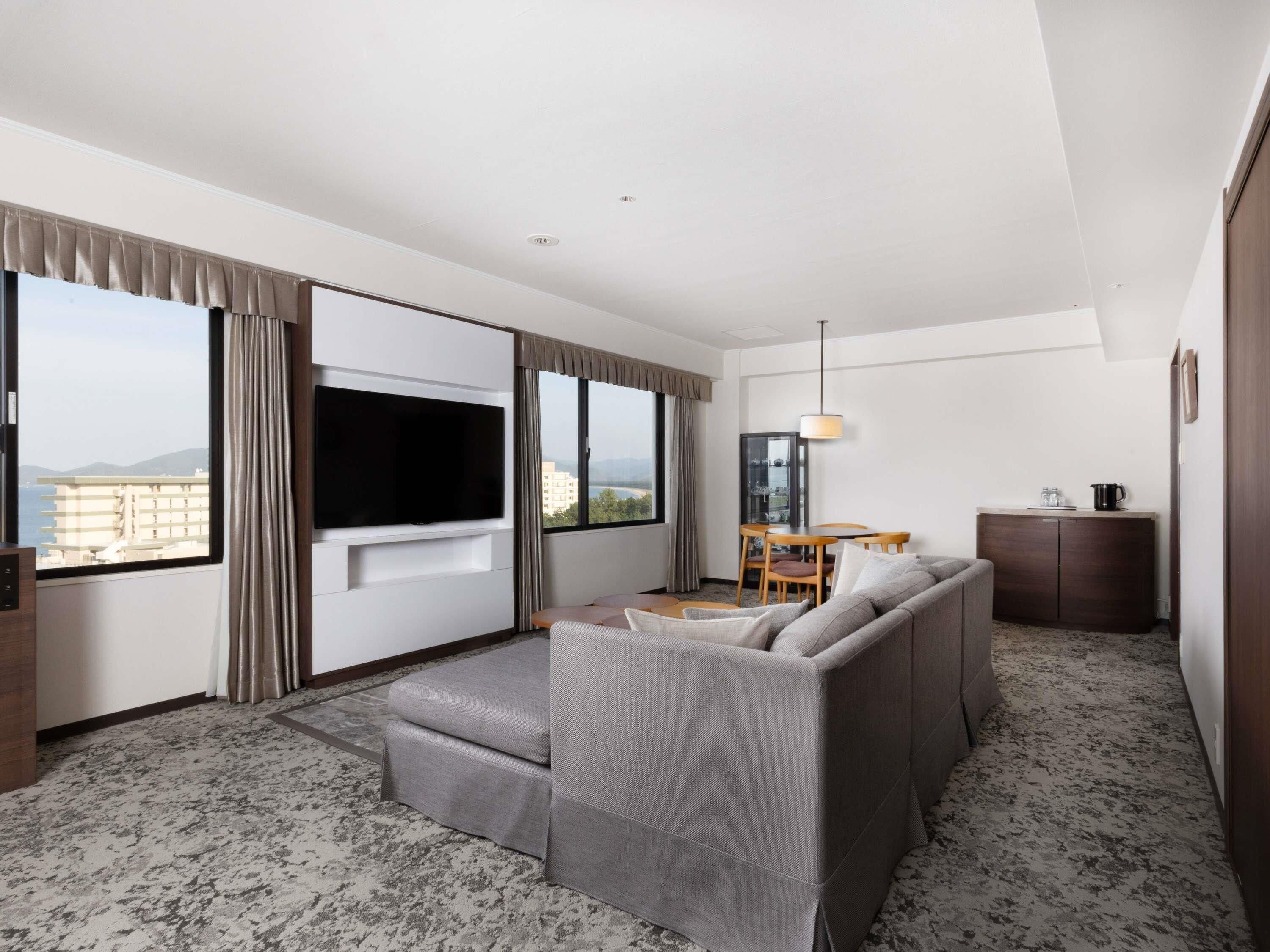 Privilege, Junior Suite, Multiple Beds, Sea View | Down duvets, in-room safe, desk, free WiFi