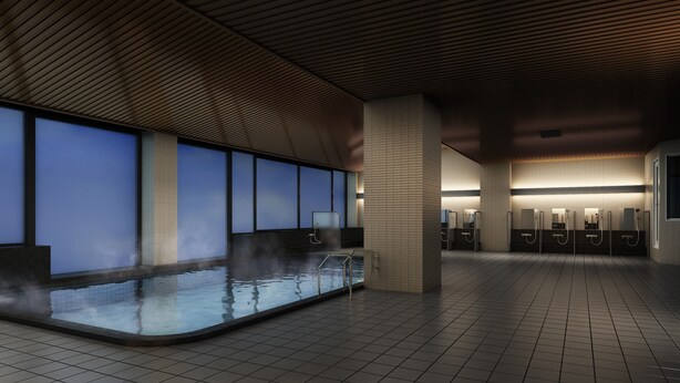 A modern indoor swimming pool with a tiled floor and a wooden ceiling. - Mercure Saga Karatsu Resort (Karatsu)