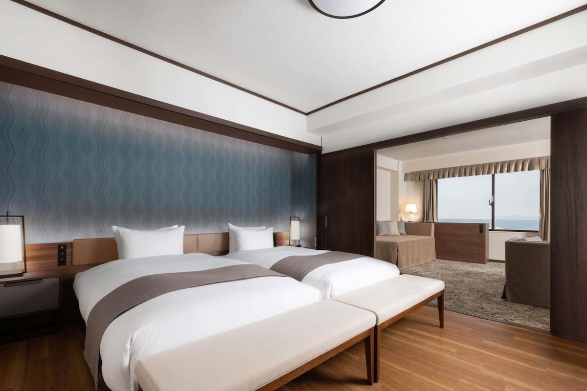 Privilege, Junior Suite, Multiple Beds, Sea View | Down comforters, in-room safe, desk, free WiFi