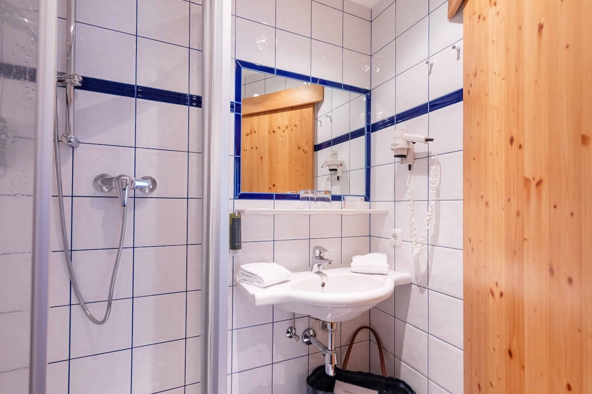 free toiletries, hair dryer, towels