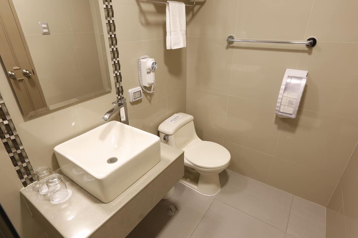 shower, rainfall showerhead, towels