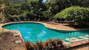 Outdoor pool, sun loungers