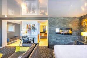 Premium bedding, desk, blackout curtains, soundproofing