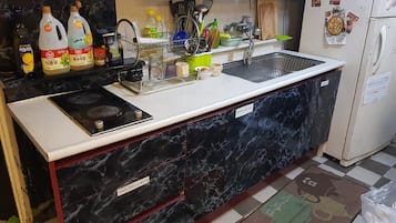 Fridge, microwave, stovetop, toaster