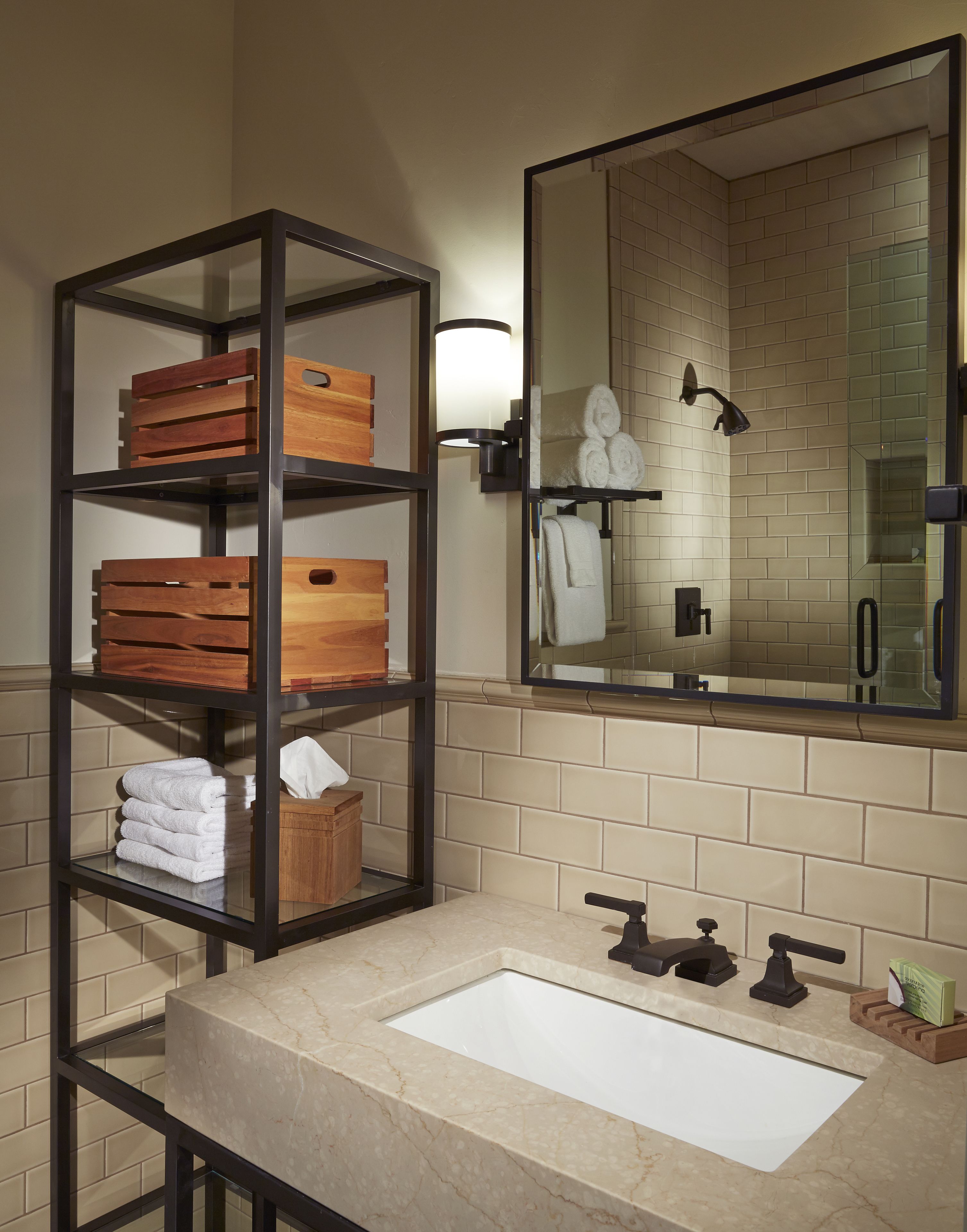 lakefront room, 2 queen beds, balcony | bathroom | designer toiletries, hair dryer, towels, soap