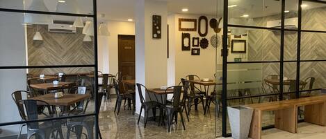 Breakfast, lunch and dinner served