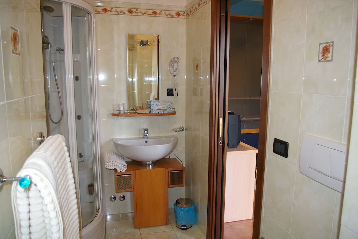 free toiletries, hair dryer, bidet, towels