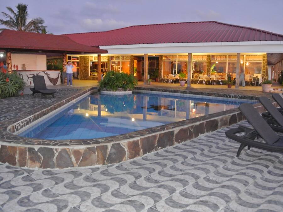Outdoor pool, sun loungers