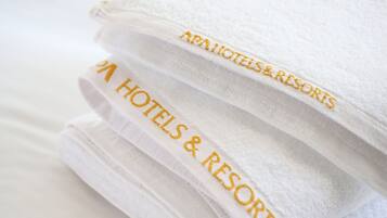 Combined shower/bathtub, free toiletries, hair dryer, slippers