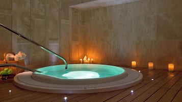 Couples treatment rooms, sauna, hot tub, steam room, hot springs