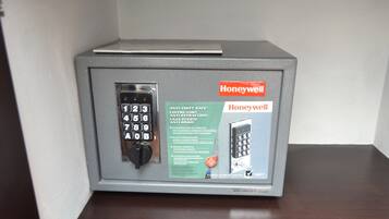 A Honeywell safe with a keypad, a digital lock, and a small display.