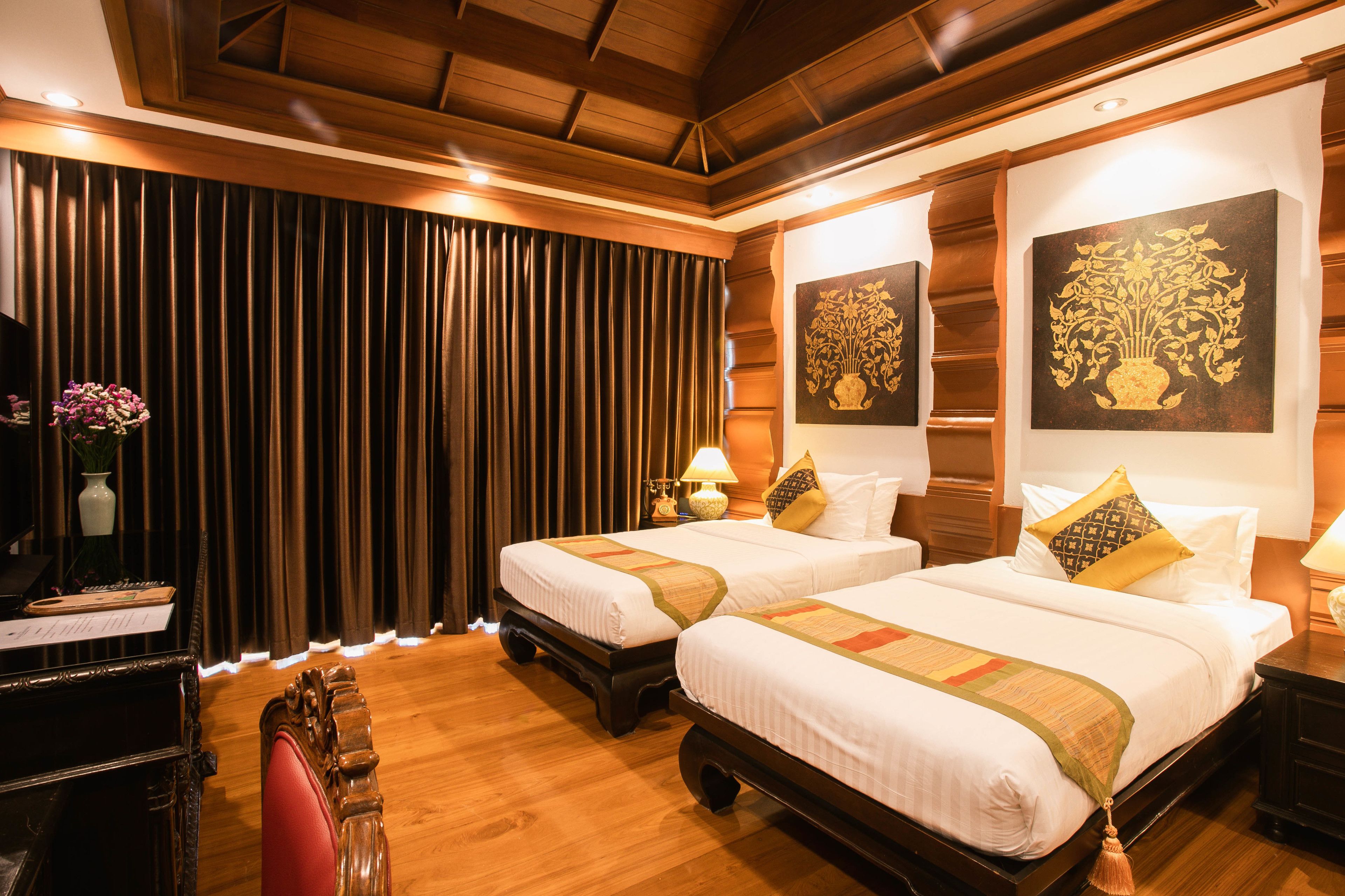 luxury twin bed with spa bath & private balcony | premium bedding, in-room safe, blackout curtains, iron/ironing board