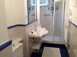 Double Room | Bathroom | Shower, hair dryer, towels