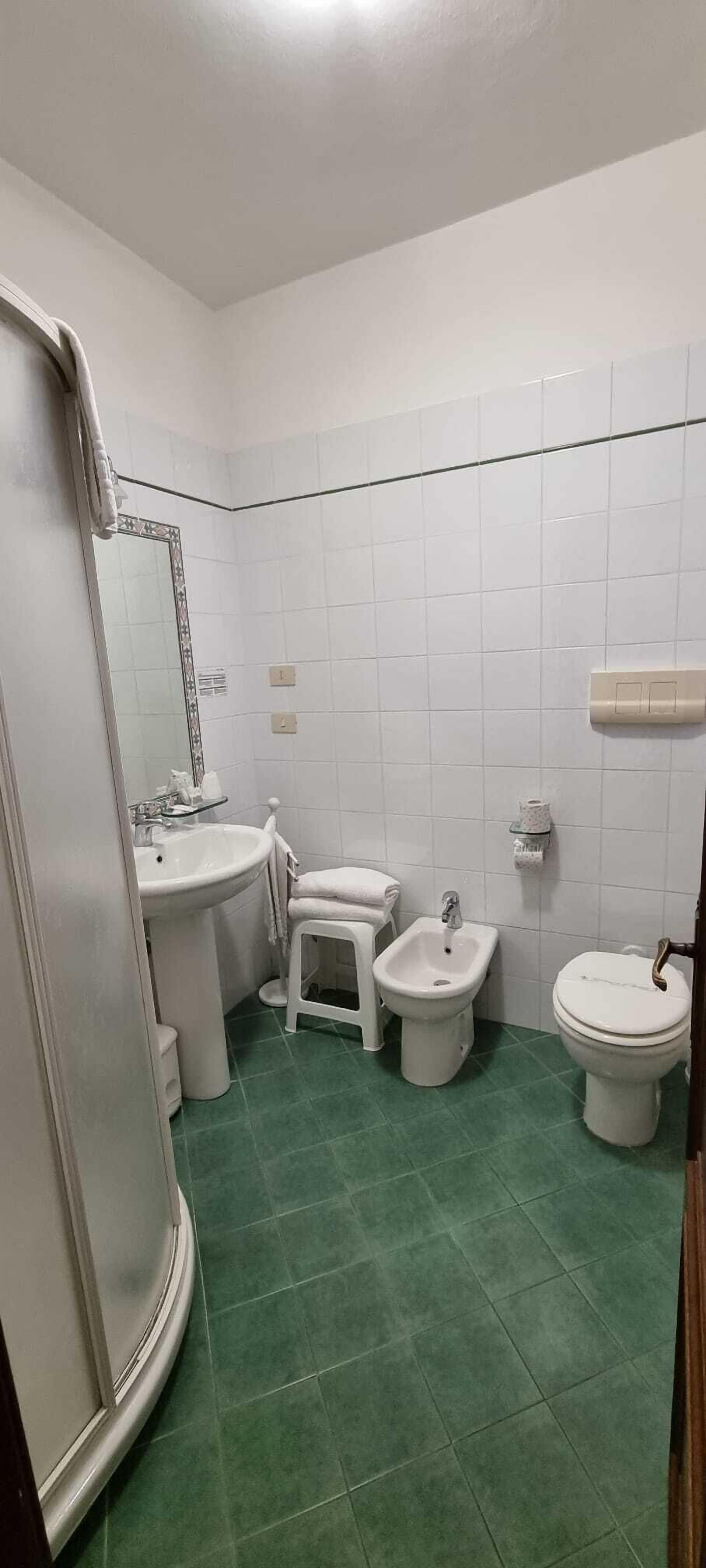 standard double or twin room | bathroom | shower, free toiletries, bidet, towels