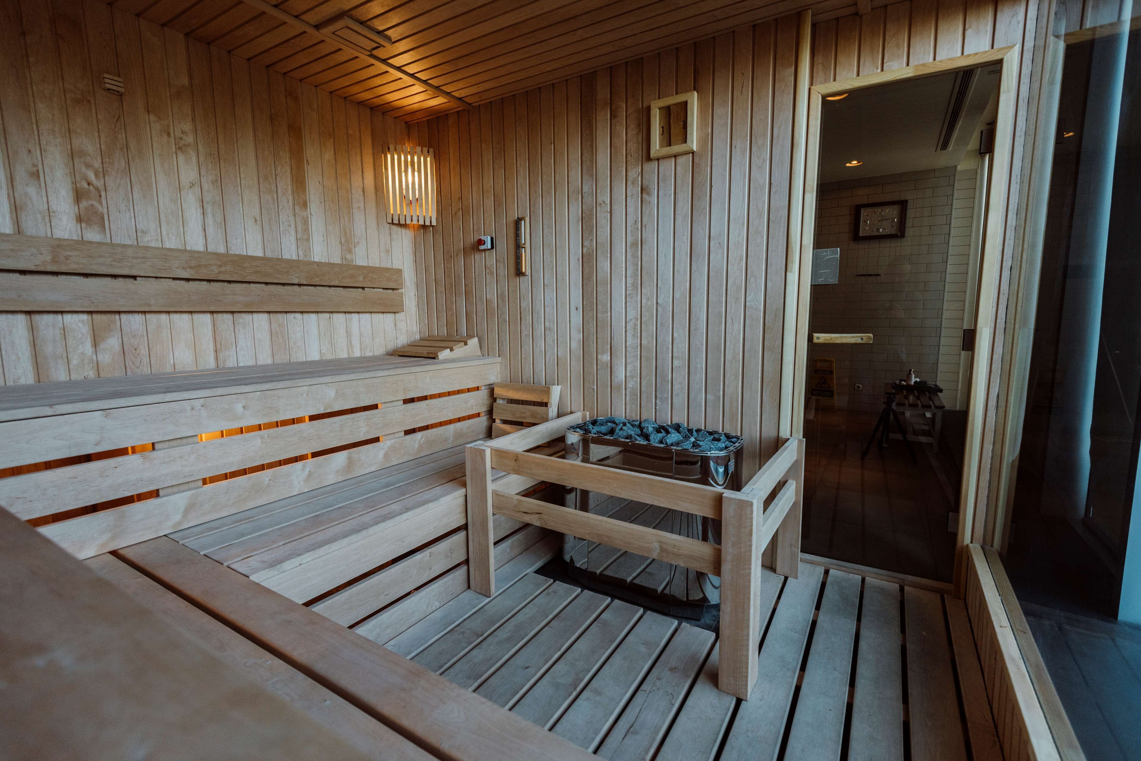 indoor pool, seasonal outdoor pool, pool umbrellas, pool loungers