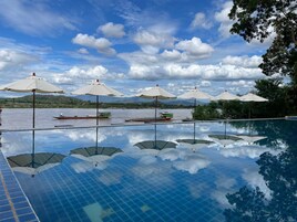 Outdoor pool, open 8:00 AM to 7:00 PM, sun loungers