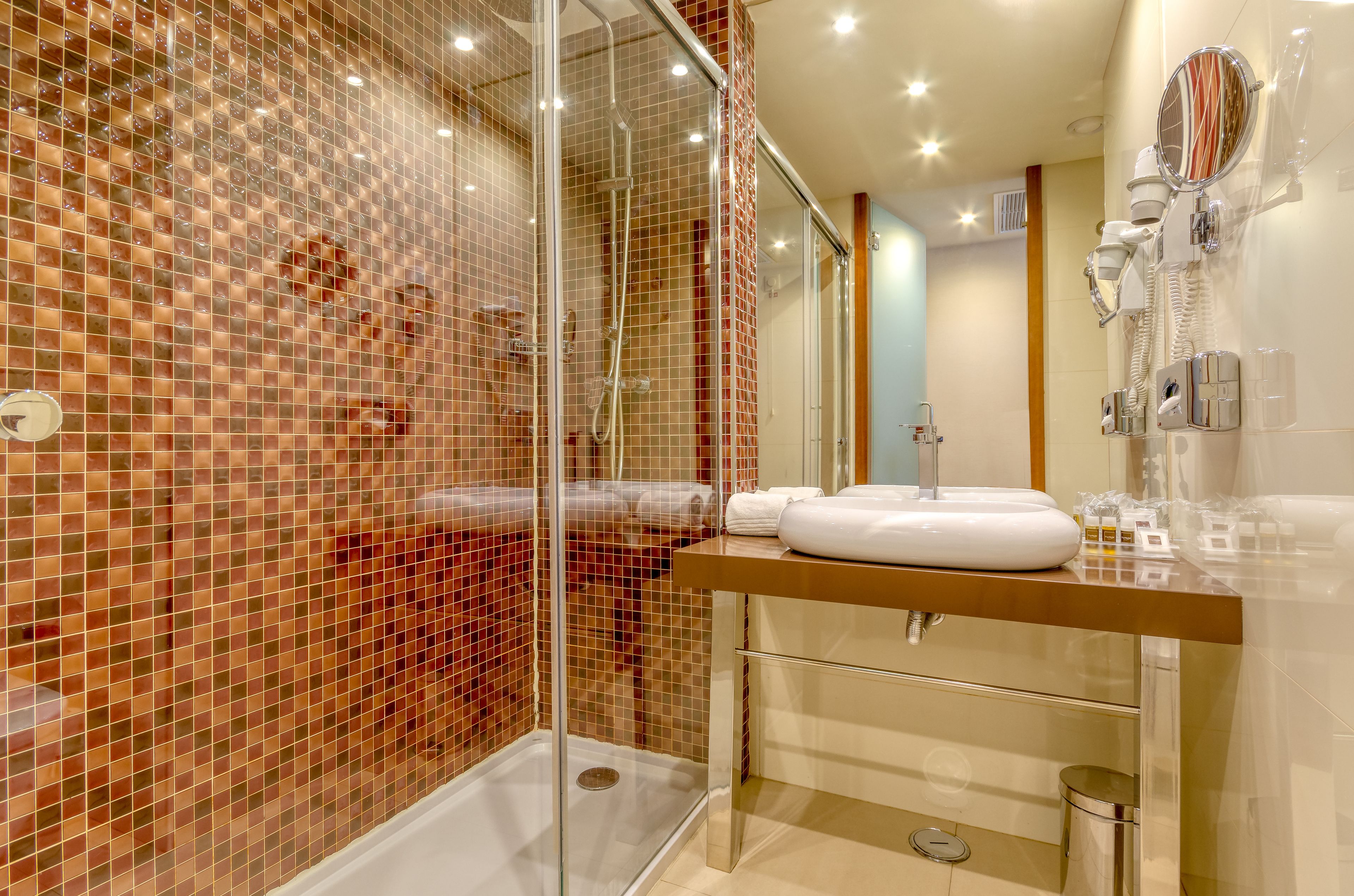 free toiletries, hair dryer, bathrobes, towels