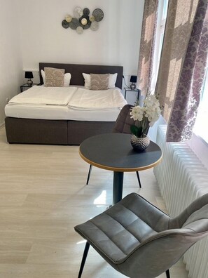 Desk, free WiFi, bed sheets