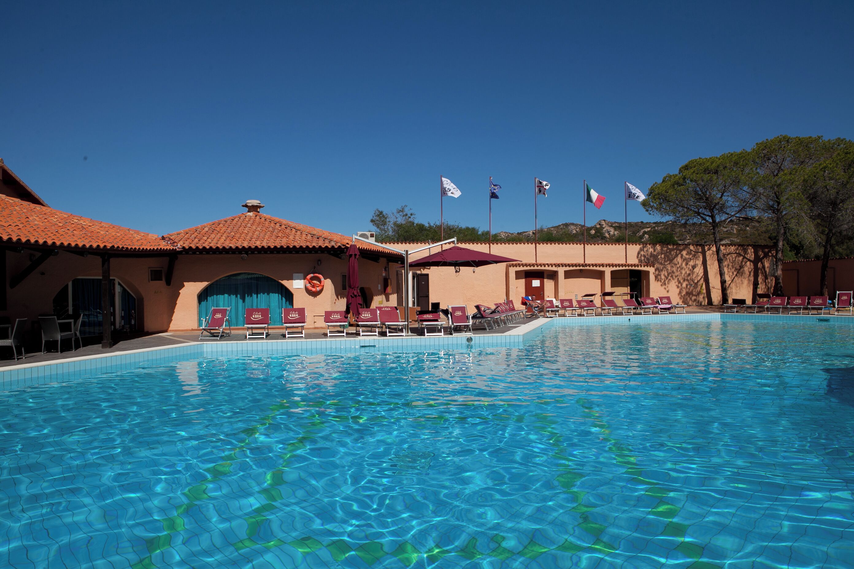 Outdoor pool, pool loungers