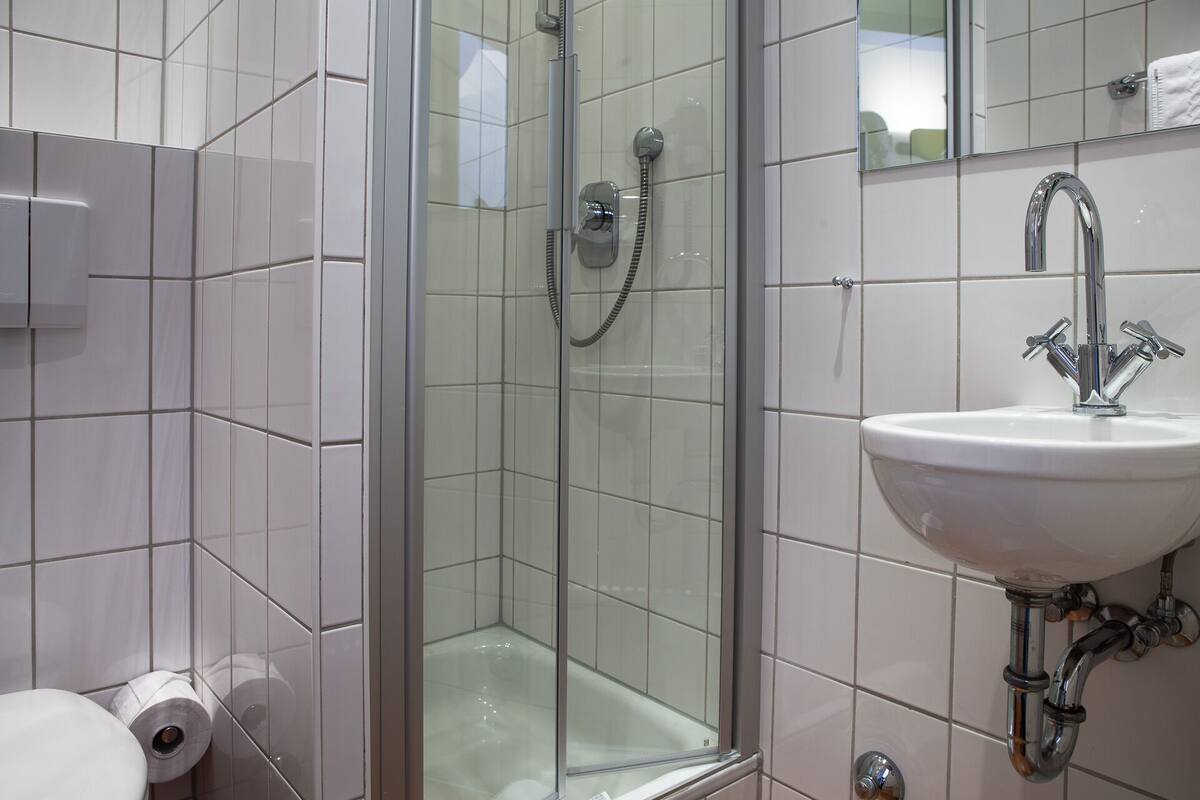 economy single room | bathroom | hair dryer, towels