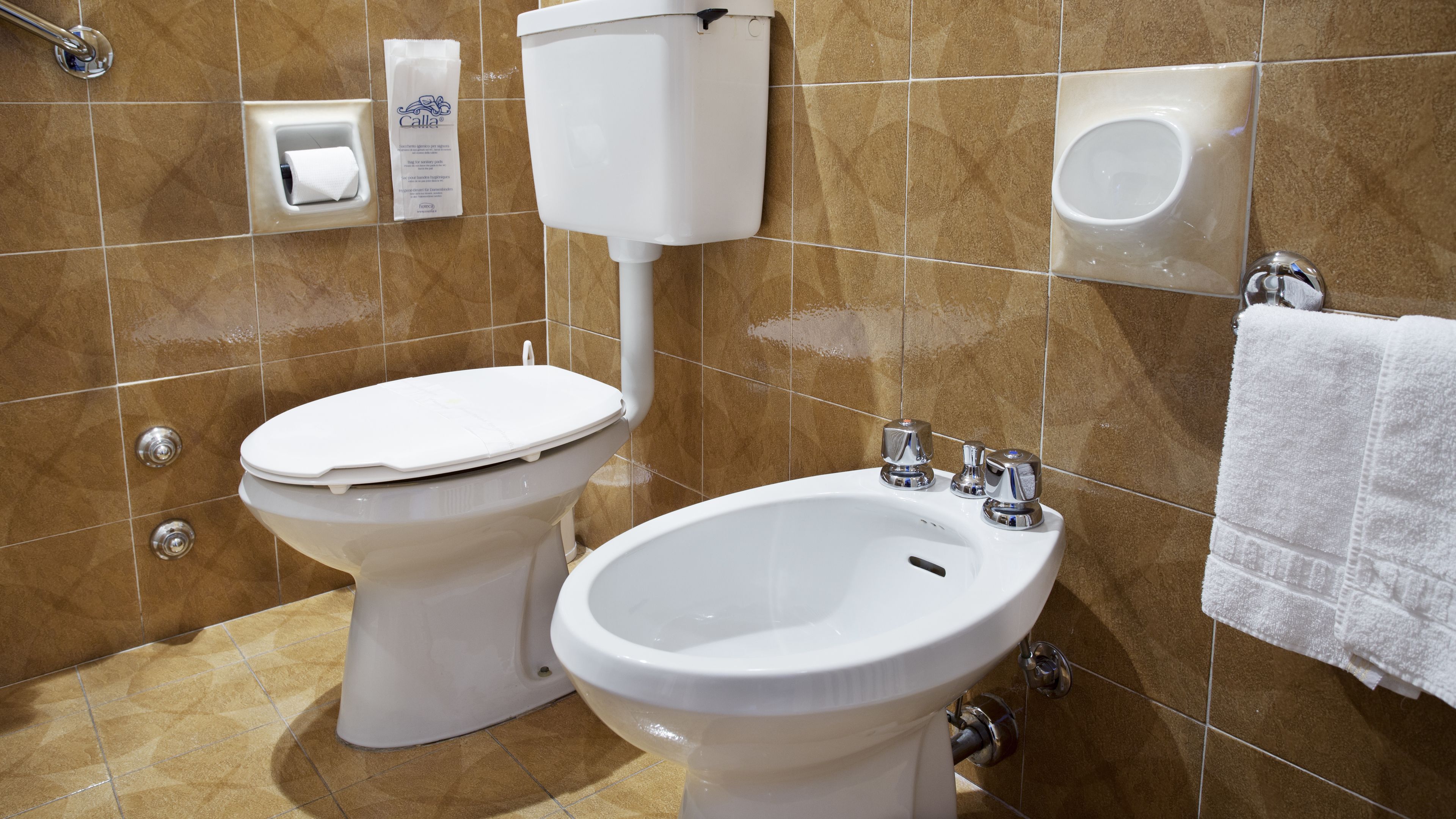 rainfall showerhead, free toiletries, bidet, towels