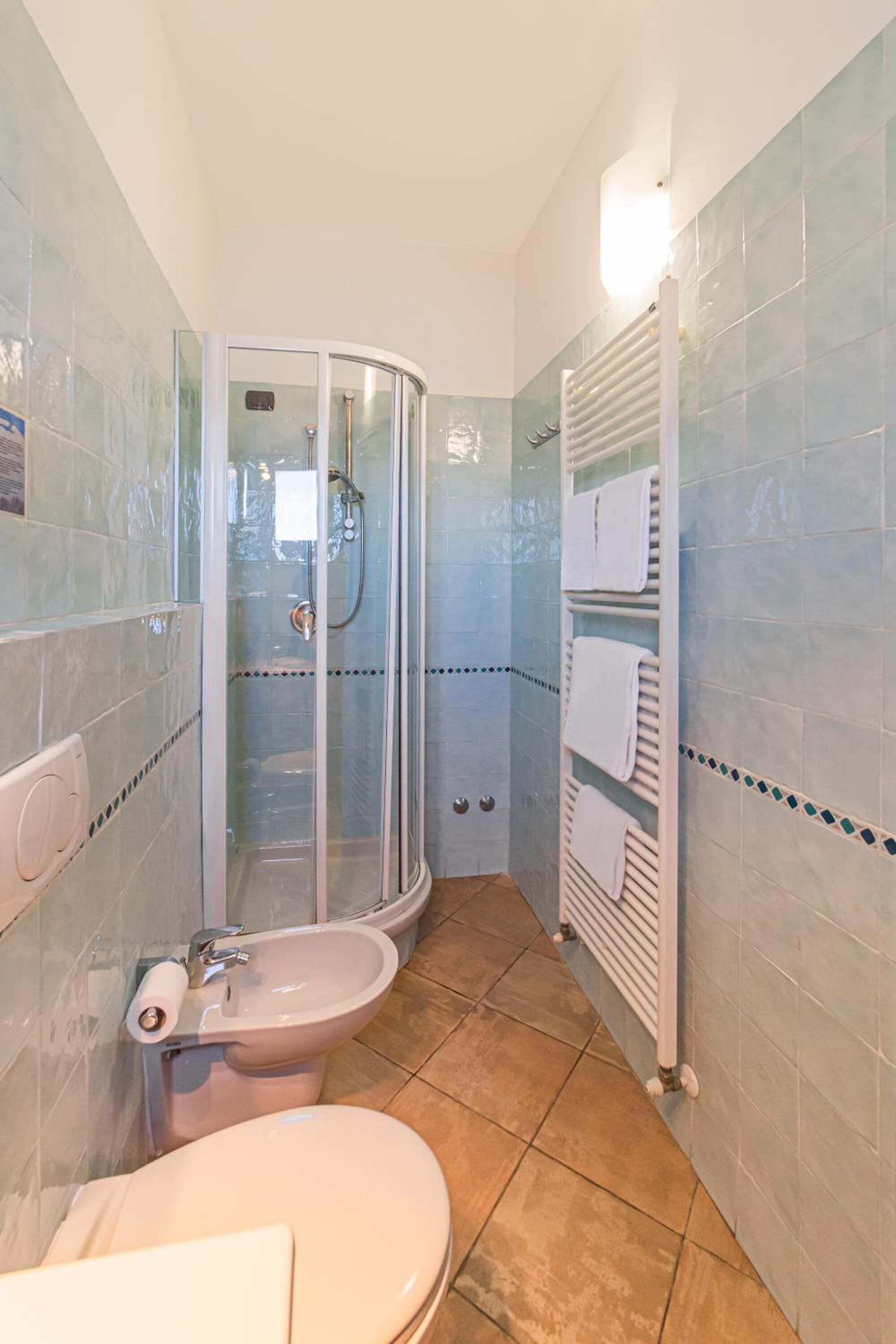shower, free toiletries, hair dryer, bidet