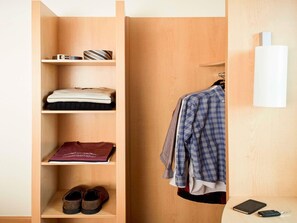 Desk, blackout curtains, soundproofing, iron/ironing board