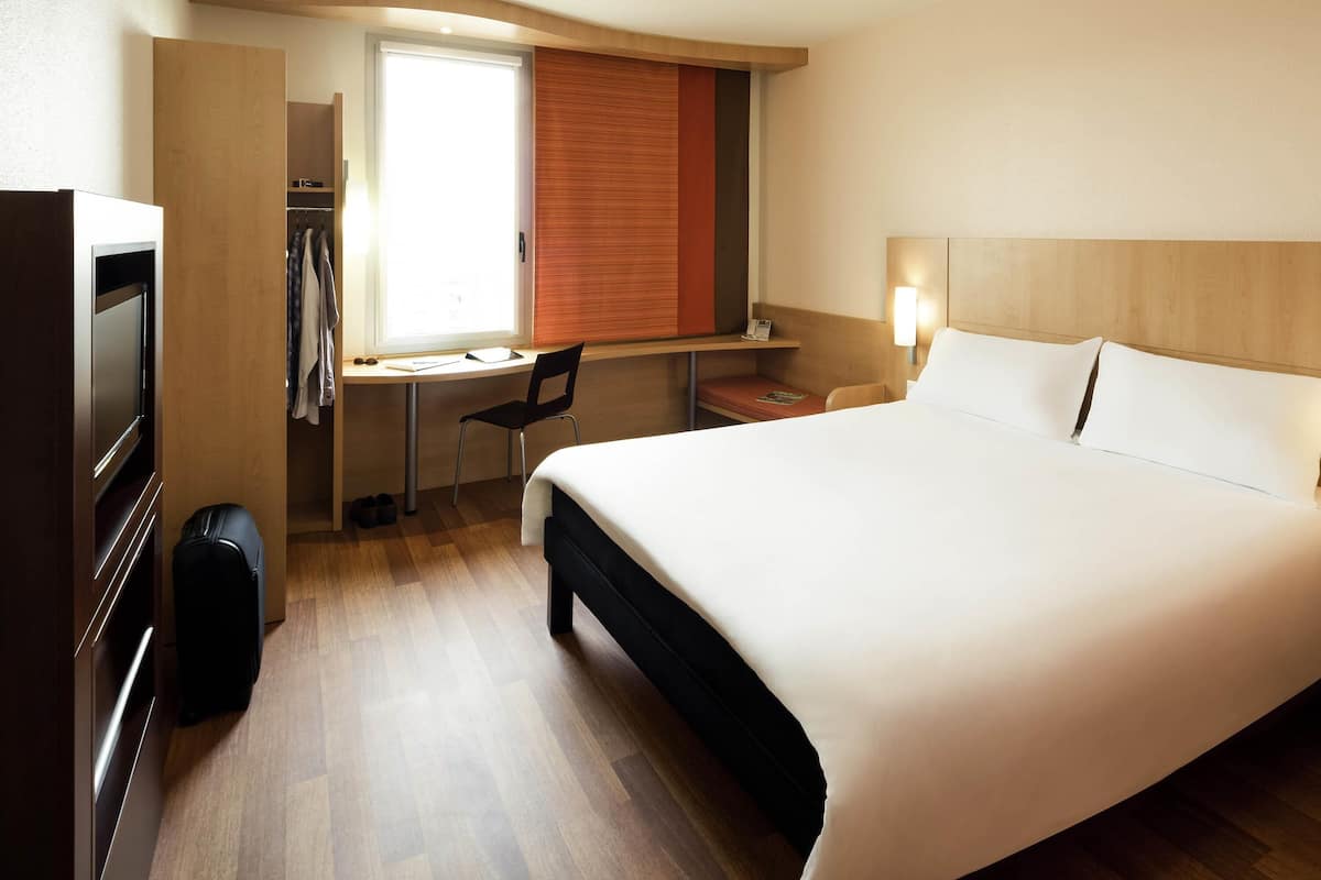 Room (New Bedding) | Desk, blackout drapes, soundproofing, iron/ironing board