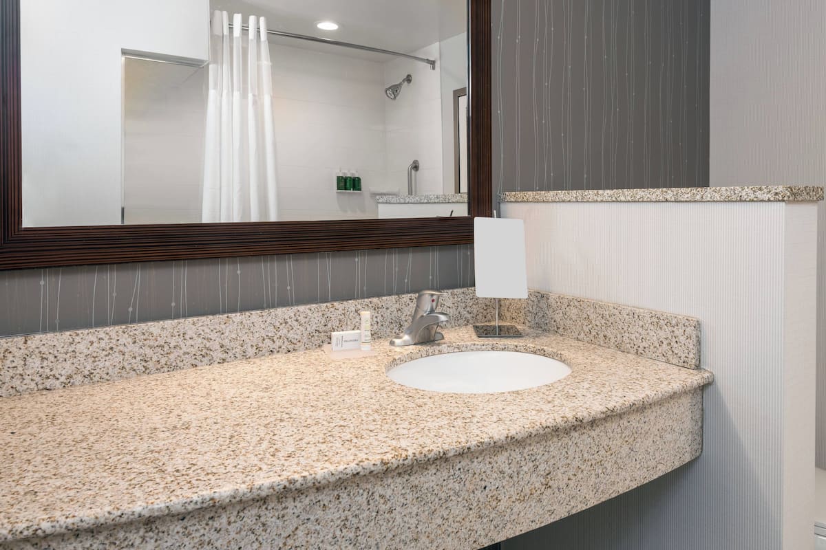 free toiletries, hair dryer, towels